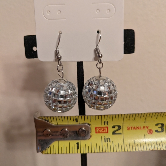 🎄BOGO FREE🎄Handmade Silver Disco Ball Earrings - Picture 2 of 4
